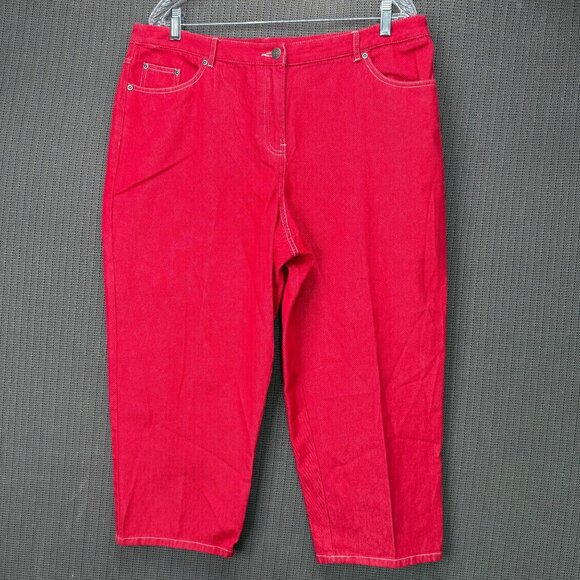 Ruby Rd. Petite Womens Size 16P Red Denim Capri Pants Mid-Rise Stretch Casual - Picture 1 of 9